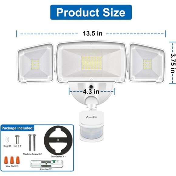 Motion Sensor Lights Outdoor, 2-in-1 Ultra Bright 3500LM 35W LED Flood Lights - Picture 6 of 7